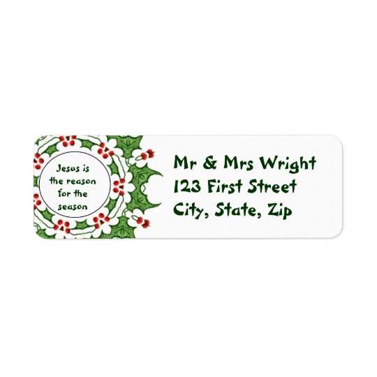 Jesus is the reason for the season Holly Design Return Address Label