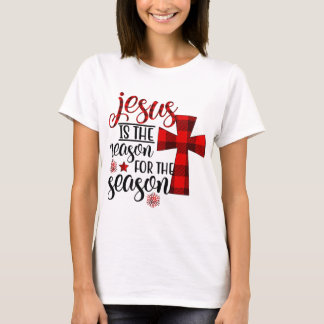Jesus is the Reason for the Season Plaid Christmas T-Shirt