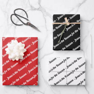 Jesus is the Reason for the Season Red Black Wrapping Paper Sheet