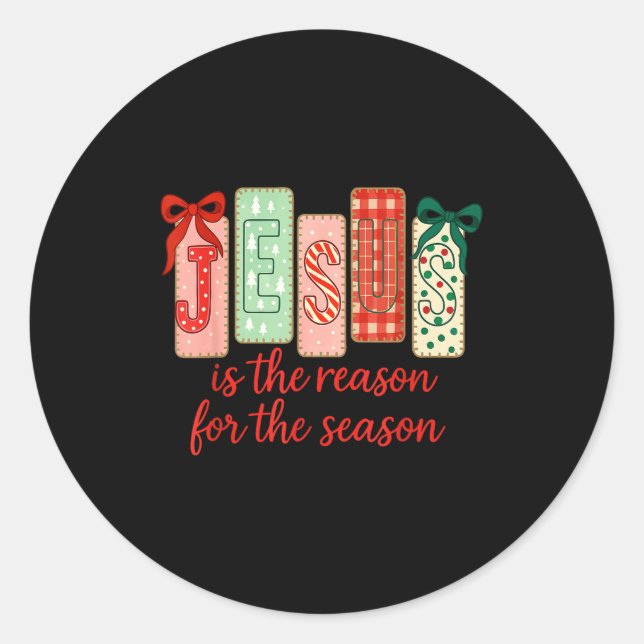 Jesus Is The Reason For The Season, Retro Jesus Ch Classic Round Sticker (Front)