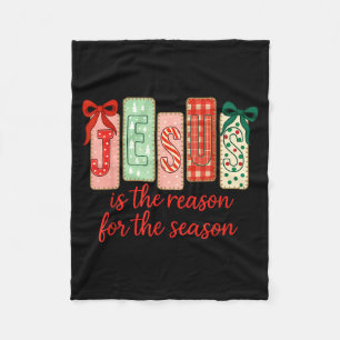 Jesus Is The Reason For The Season, Retro Jesus Ch Fleece Blanket