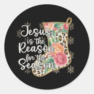 Jesus Is The Reason For The Season Stocking Preppy Classic Round Sticker