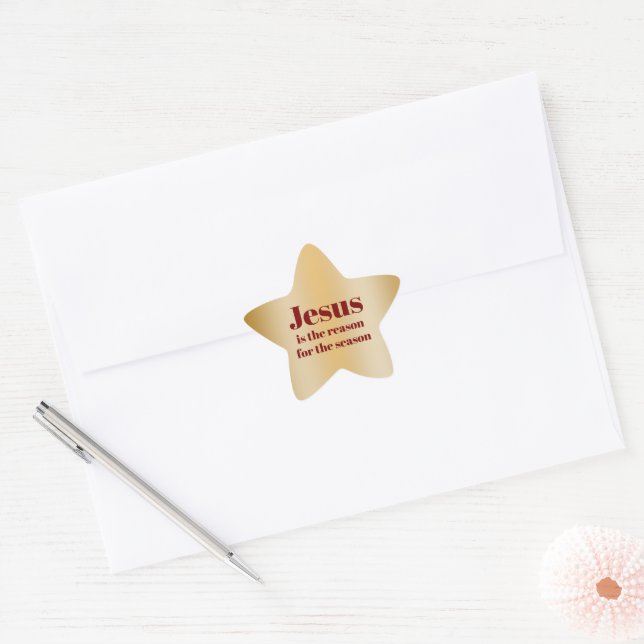 Jesus is the Reason Gold Star Christmas Envelope Sticker (Envelope)