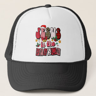 Jesus Is The Reason Groovy Family Christmas Holida Trucker Hat