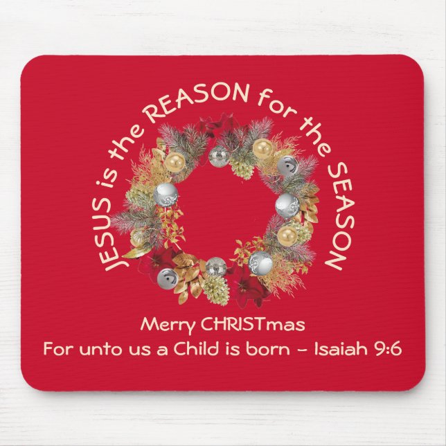 JESUS IS THE REASON Red Christmas Mouse Pad (Front)