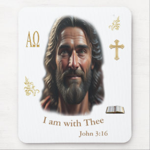 Jesus is with thee mouse pad