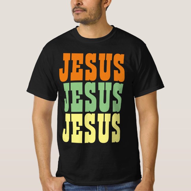 JESUS JESUS JESUS TYPOGRAPHY T-Shirt (Front)