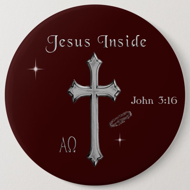 Jesus John 3:16 6 Cm Round Badge (Front)