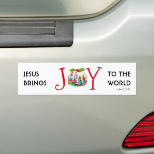JESUS   JOY TO THE WORLD   Christian   Christmas Bumper Sticker