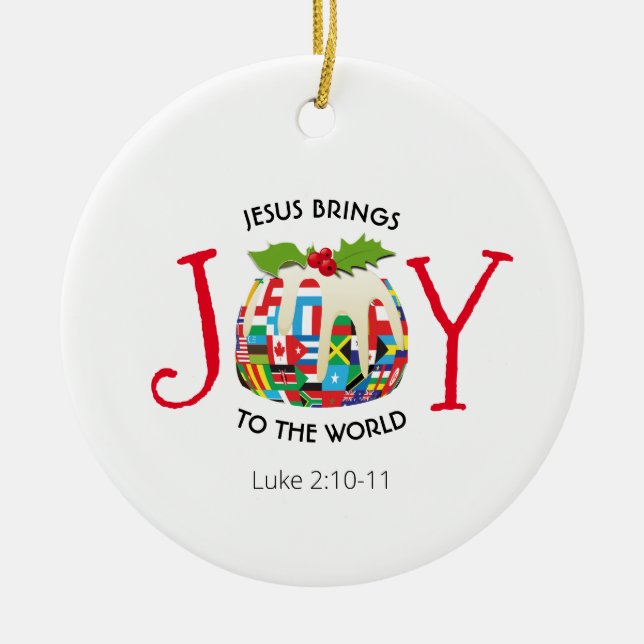 JESUS | JOY TO THE WORLD | Christian | Christmas Ceramic Ornament (Front)