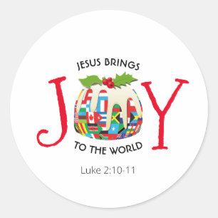 JESUS   JOY TO THE WORLD   Christian   Christmas Classic Round Sticker