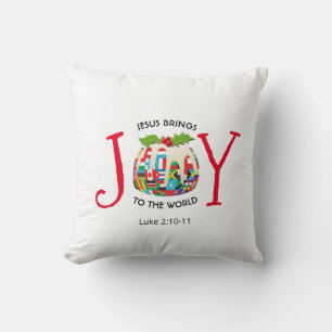 JESUS JOY TO THE WORLD Christian Christmas Cushion