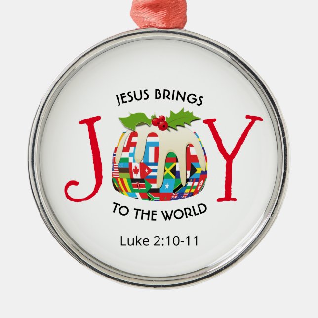 JESUS | JOY TO THE WORLD | Christian | Christmas Metal Ornament (Front)
