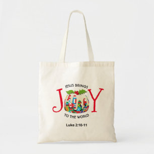 Jesus JOY TO THE WORLD Flags Christmas Tote Bag
