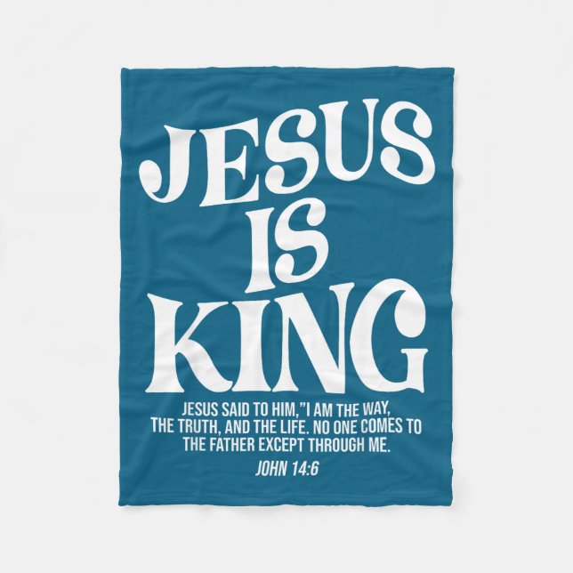 Jesus King Christian Cross God Scripture Design Fleece Blanket (Front)