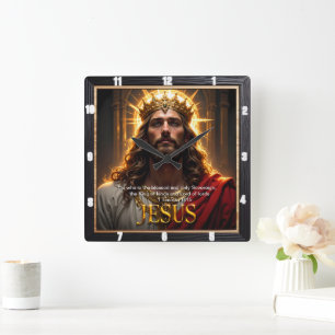 Jesus King Crown Sovereign Majesty Robe Square Wall Clock