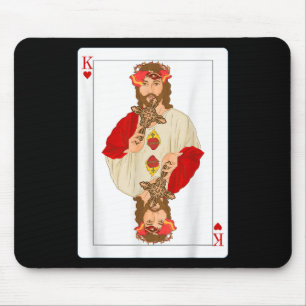 Jesus King Of Hearts Card Christian Faith Suicide Mouse Pad