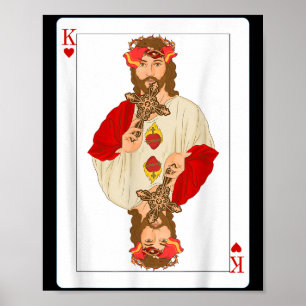 Jesus King Of Hearts Card Christian Faith Suicide Poster