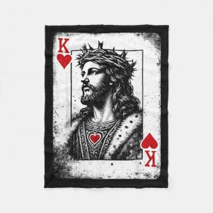 Jesus king of hearts retro religious card gameJesu Fleece Blanket