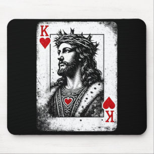 Jesus king of hearts retro religious card gameJesu Mouse Pad