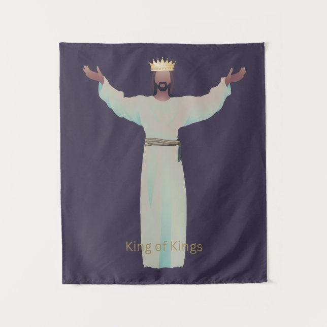 Jesus "King of Kings" Blanket, Christian Gifts Tapestry (Front)