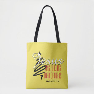 JESUS KING OF KINGS Christian Yellow Christmas Tote Bag