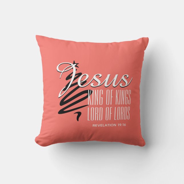 JESUS KING OF KINGS Christmas Christian Coral Cushion (Front)