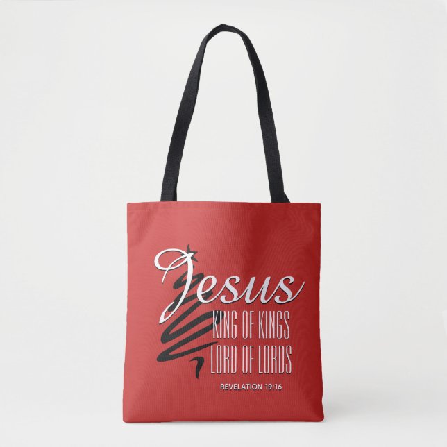 JESUS KING OF KINGS Christmas Christian Scripture Tote Bag (Front)