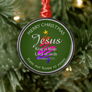 JESUS KING OF KINGS Custom Green CHRISTMAS Metal Ornament