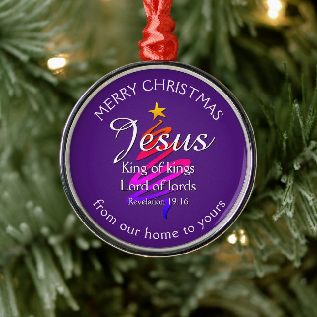 JESUS KING OF KINGS Custom Purple | CHRISTMAS Metal Ornament (Tree)