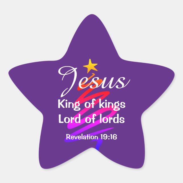JESUS KING OF KINGS | Modern Purple | Christmas Star Sticker (Front)