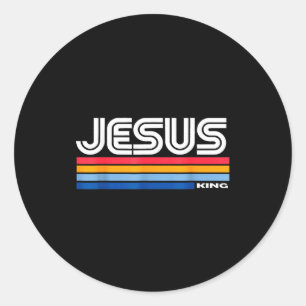 Jesus King Retro Vintage Design Classic Round Sticker