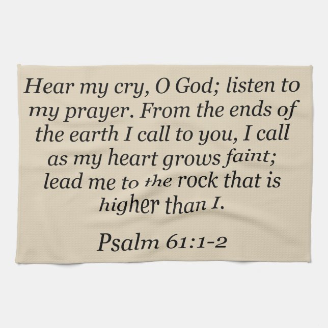 Jesus kitchen hand towel Psalm 61:1-2 (Horizontal)