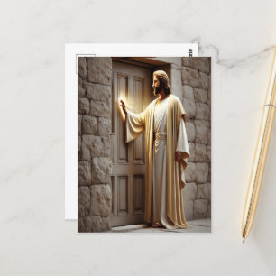 Jesus Knocking at Sunrise Door Postcard
