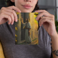 Jesus Knocking on a Rustic Door