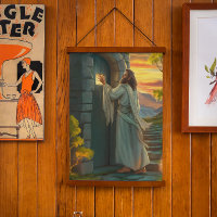Jesus Knocking on a Rustic Door