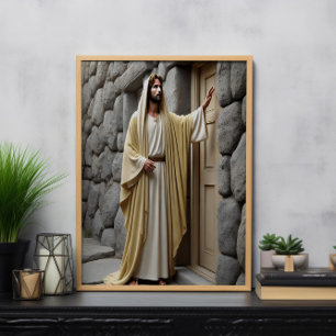 Jesus Knocking on Antique Door Poster