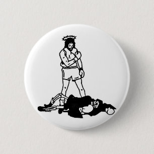 Jesus Knockout Grim Reaper X Jesus Conquers Death  6 Cm Round Badge
