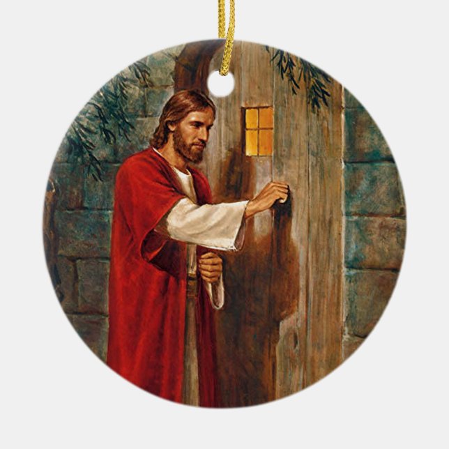Jesus knocks On The Door Ceramic Ornament (Front)