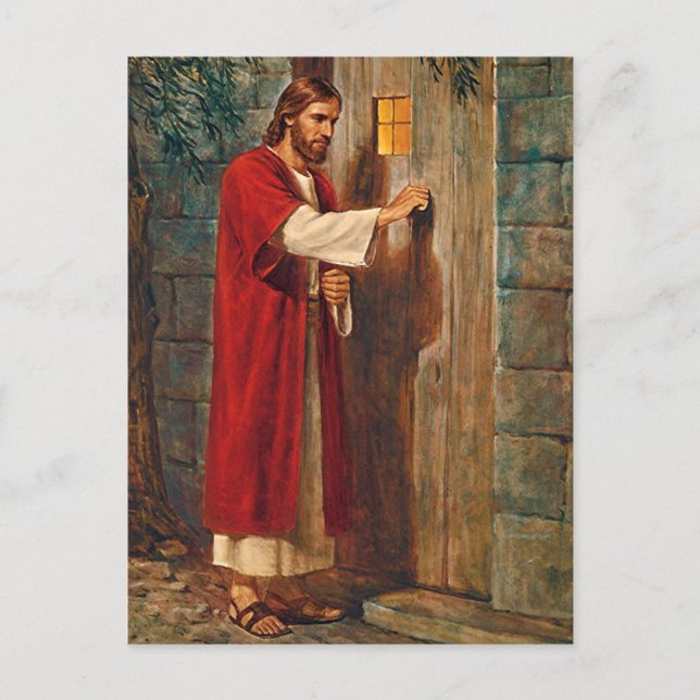 Jesus Knocks On The Door Postcard (Front)