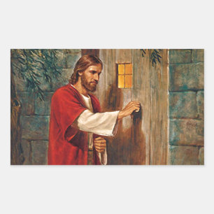 Jesus knocks On The Door Rectangular Sticker