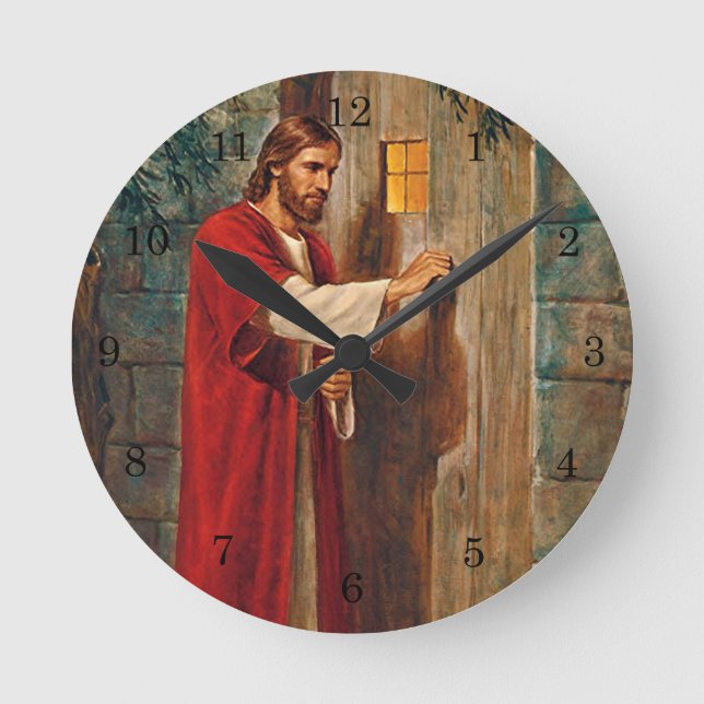 Jesus knocks On The Door Round Clock (Front)