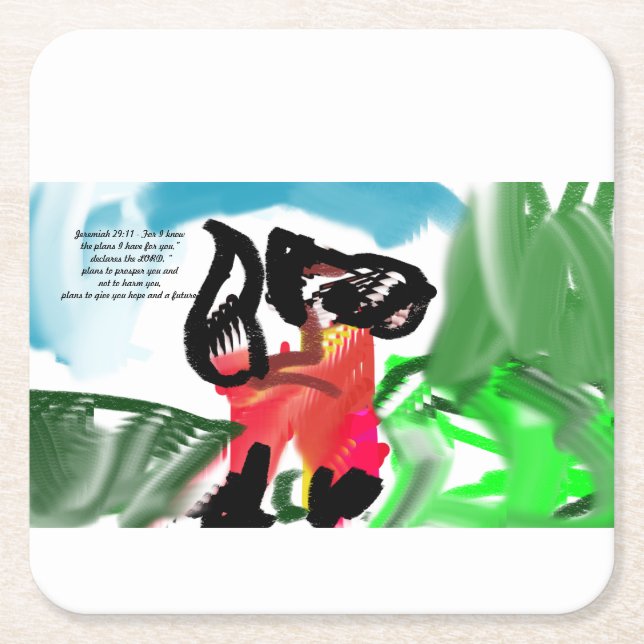 Jesus know plan square paper coaster (Front)