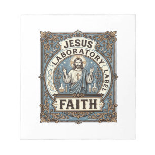 Jesus Laboratory Label Faith Jesus Laboratory Chri Notepad