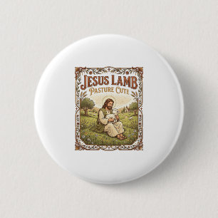 Jesus Lamb Pasture Cute Jesus Lamb Pasture Cute Ch 6 Cm Round Badge