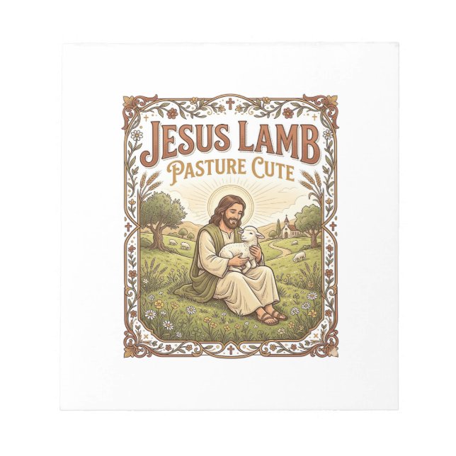 Jesus Lamb Pasture Cute Jesus Lamb Pasture Cute Ch Notepad (Front)