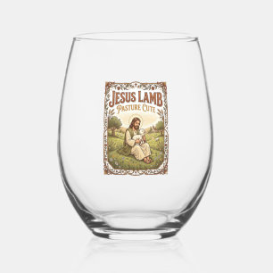 Jesus Lamb Pasture Cute Jesus Lamb Pasture Cute Ch Stemless Wine Glass