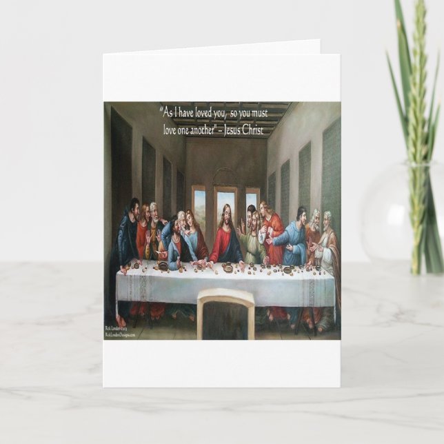 Jesus @ Last Supper "Love One Another" Quote Card (Front)