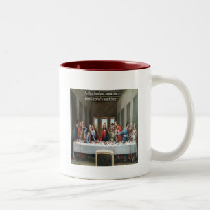 Jesus @ Last Supper "Love One Another" Quote Two-Tone Coffee Mug