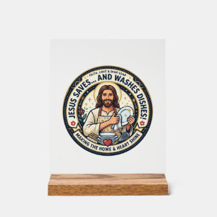 Jesus Laundry Chores Humour Shirt Christian Graphi Acrylic Sign
